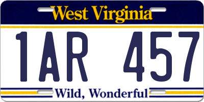 WV license plate 1AR457
