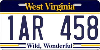 WV license plate 1AR458