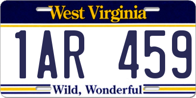 WV license plate 1AR459