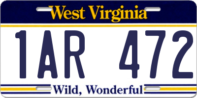 WV license plate 1AR472