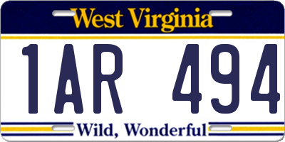 WV license plate 1AR494