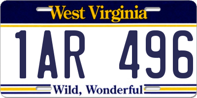 WV license plate 1AR496