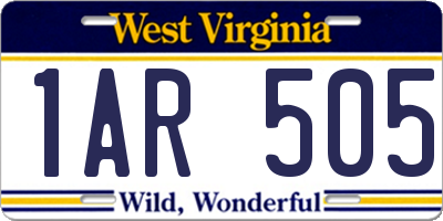 WV license plate 1AR505