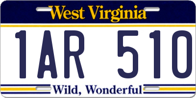 WV license plate 1AR510