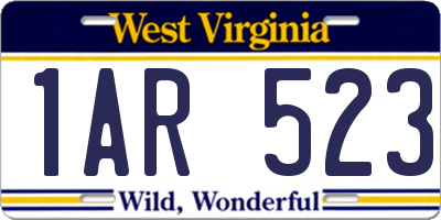 WV license plate 1AR523