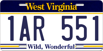 WV license plate 1AR551