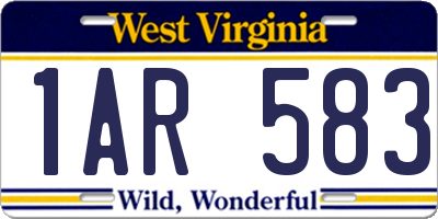 WV license plate 1AR583