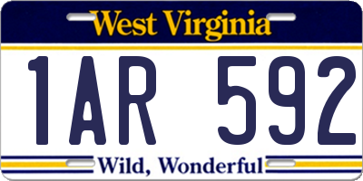 WV license plate 1AR592