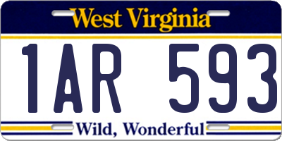 WV license plate 1AR593