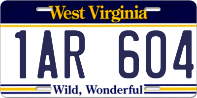 WV license plate 1AR604
