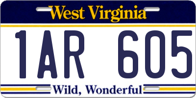 WV license plate 1AR605