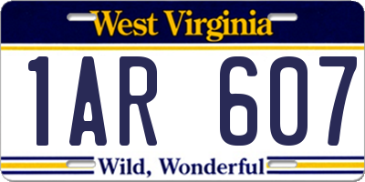 WV license plate 1AR607