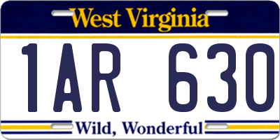 WV license plate 1AR630
