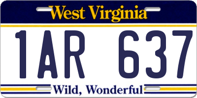 WV license plate 1AR637