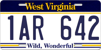 WV license plate 1AR642