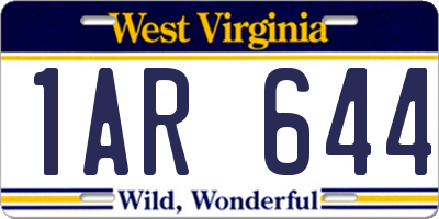 WV license plate 1AR644