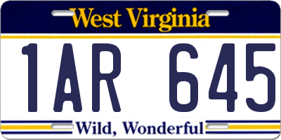 WV license plate 1AR645