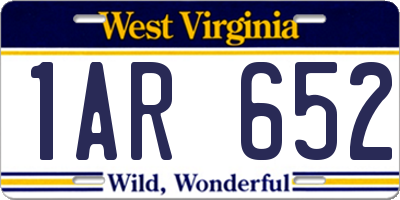 WV license plate 1AR652