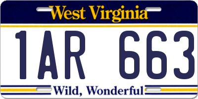 WV license plate 1AR663