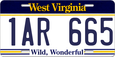 WV license plate 1AR665