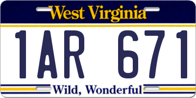 WV license plate 1AR671