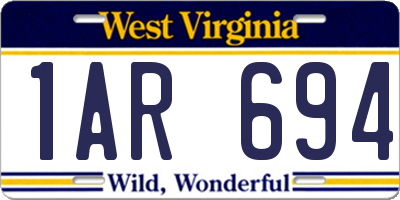 WV license plate 1AR694