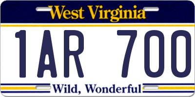 WV license plate 1AR700