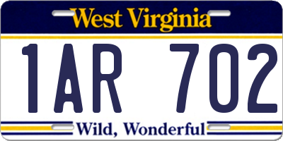 WV license plate 1AR702