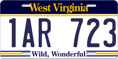 WV license plate 1AR723