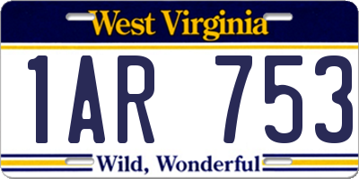 WV license plate 1AR753