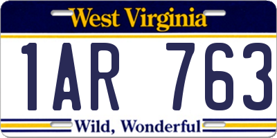 WV license plate 1AR763