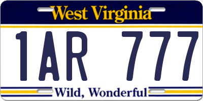 WV license plate 1AR777