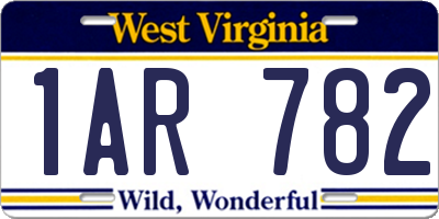 WV license plate 1AR782