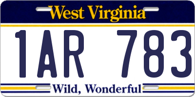 WV license plate 1AR783