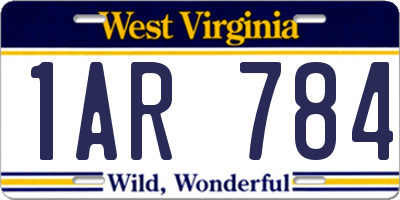 WV license plate 1AR784