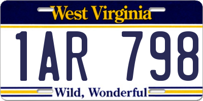 WV license plate 1AR798