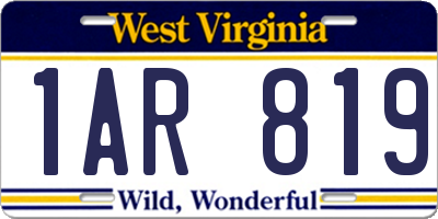 WV license plate 1AR819