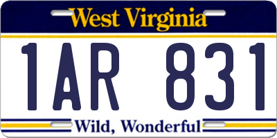 WV license plate 1AR831