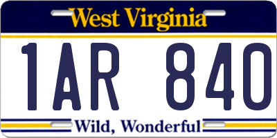 WV license plate 1AR840