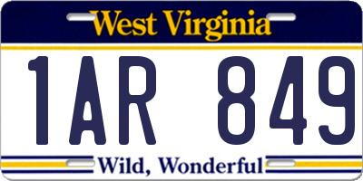 WV license plate 1AR849