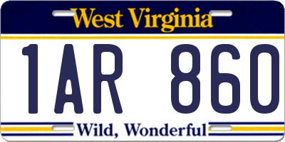 WV license plate 1AR860