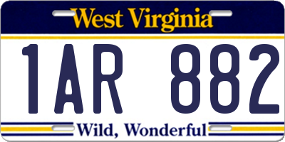 WV license plate 1AR882