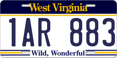 WV license plate 1AR883