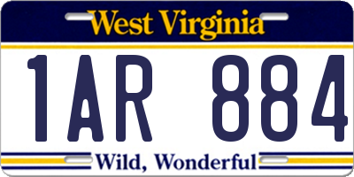 WV license plate 1AR884
