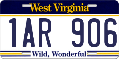 WV license plate 1AR906