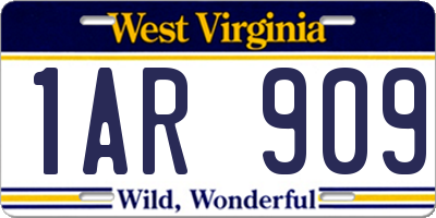 WV license plate 1AR909