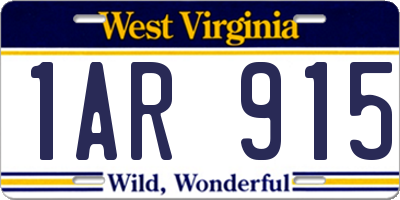 WV license plate 1AR915