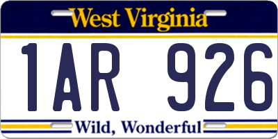 WV license plate 1AR926