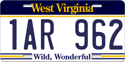 WV license plate 1AR962
