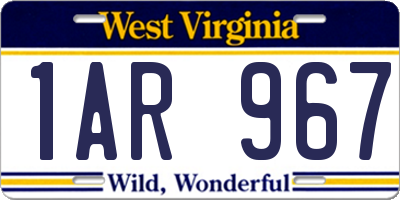 WV license plate 1AR967